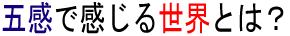 五感で感じる世界とは？