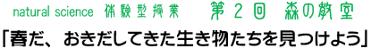 第２回　森の教室　natural science　体験型自然の教室「春だ、おきだしてきた生き物たちを見つけよう」