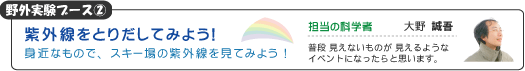 紫外線をとりだしてみよう！　　身近なもので、スキー場の紫外線を見てみよう ！